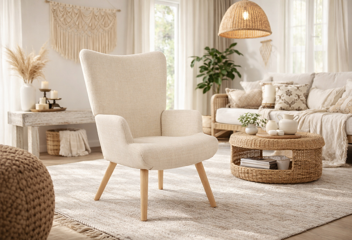 Απεικονίζεται η πολυθρόνα σε ένα σαλόνι.